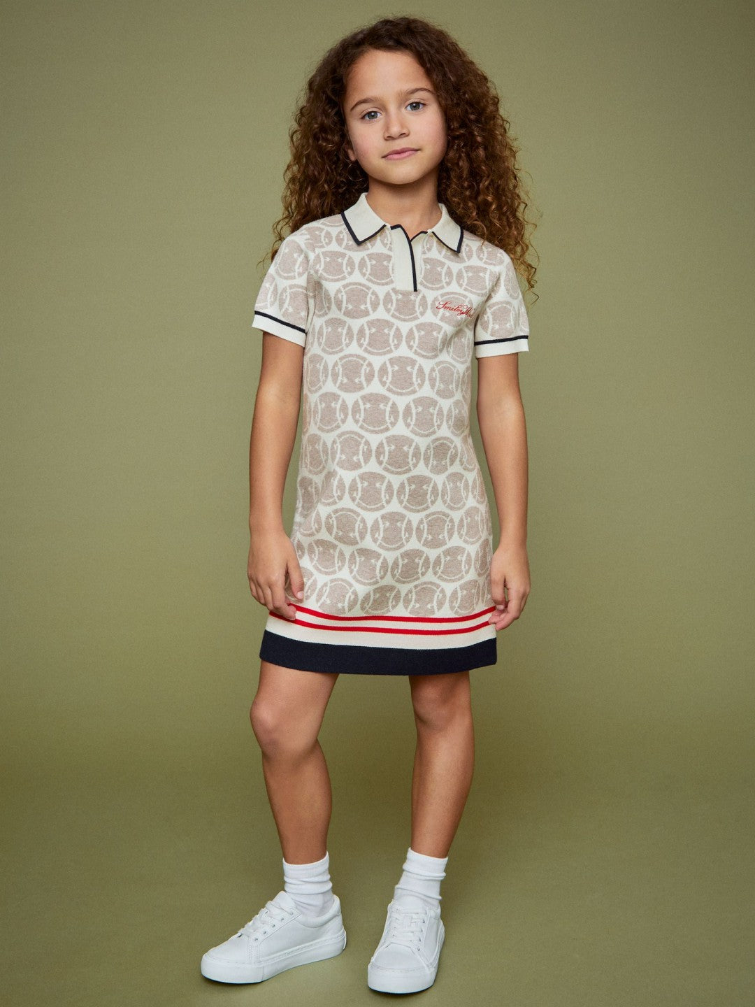 4-9 yrs SmileyWorld Knitted Polo Dress in Off White