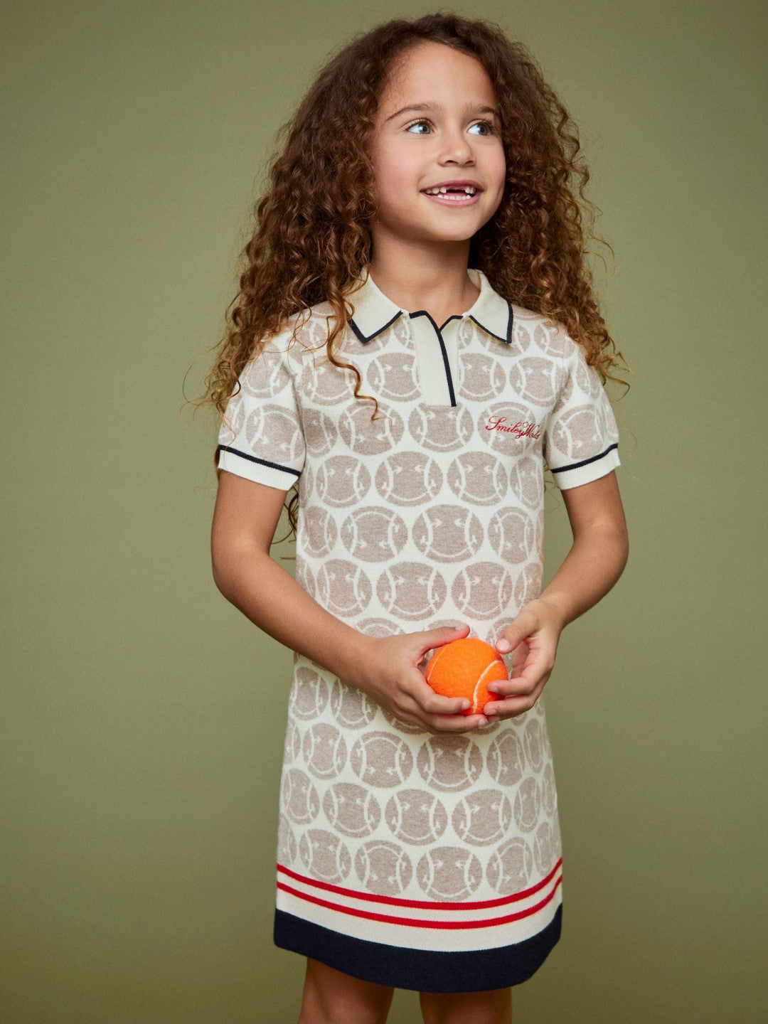 9-13 yrs SmileyWorld Knitted Polo Dress in Off White