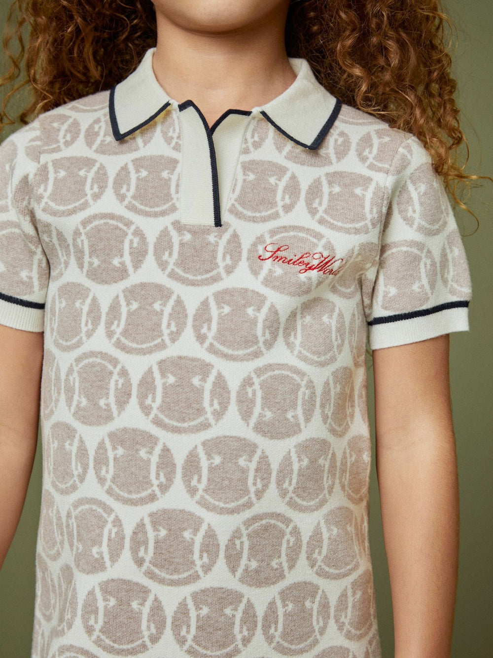 9-13 yrs SmileyWorld Knitted Polo Dress in Off White