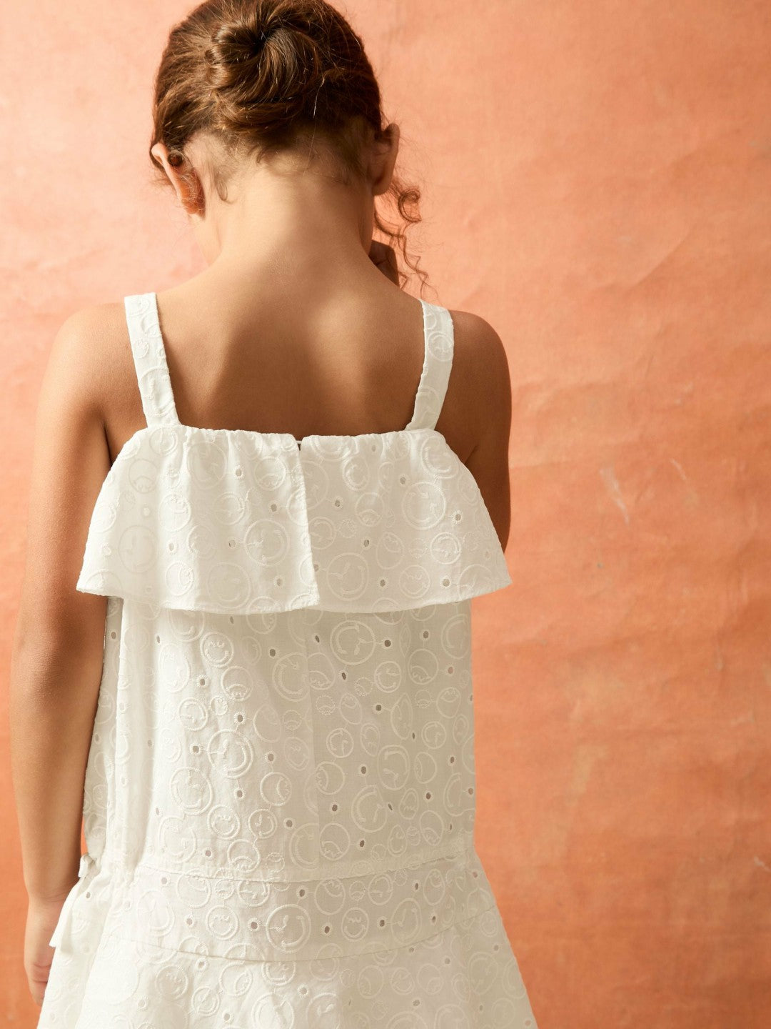 13-14 yrs SmileyWorld Broderie Logo Dress in Ivory