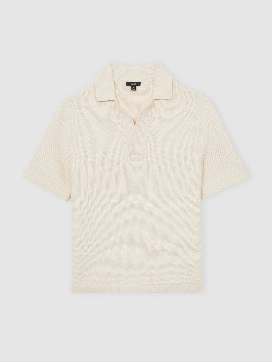 Oversize Textured Polo Shirt Cotton-Blend in Off White