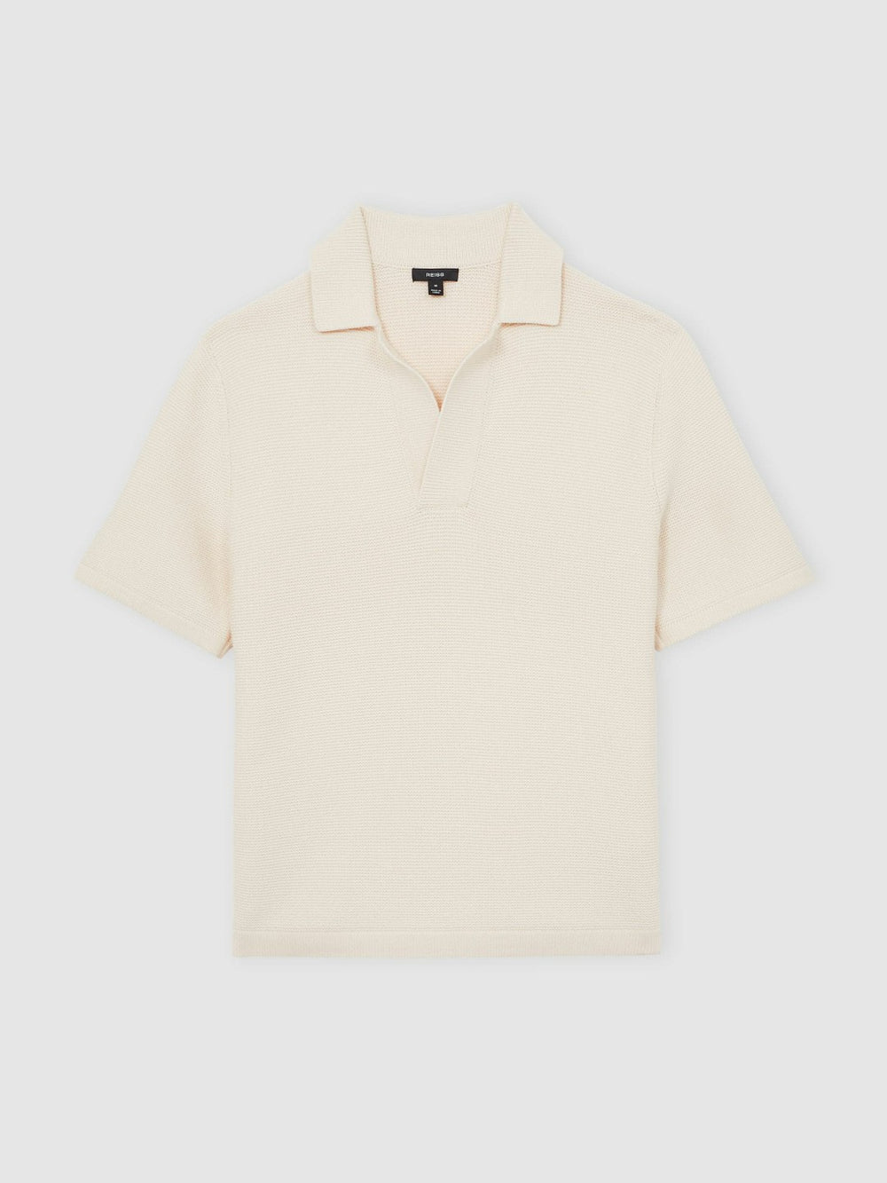 Oversize Textured Polo Shirt Cotton-Blend in Off White