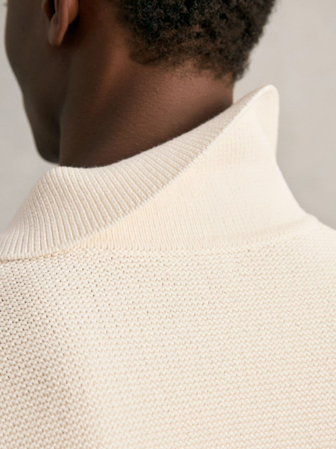 Oversize Textured Polo Shirt Cotton-Blend in Off White