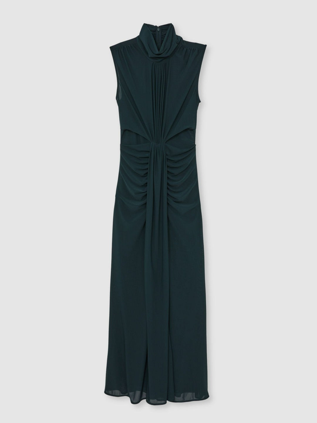 Sheer Ruched Maxi Dress in Teal
