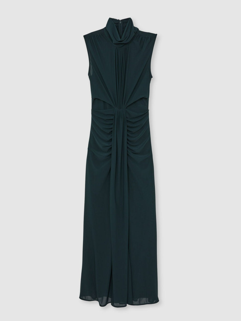Sheer Ruched Maxi Dress in Teal