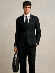 Micro-Grain Leather Briefcase in Black