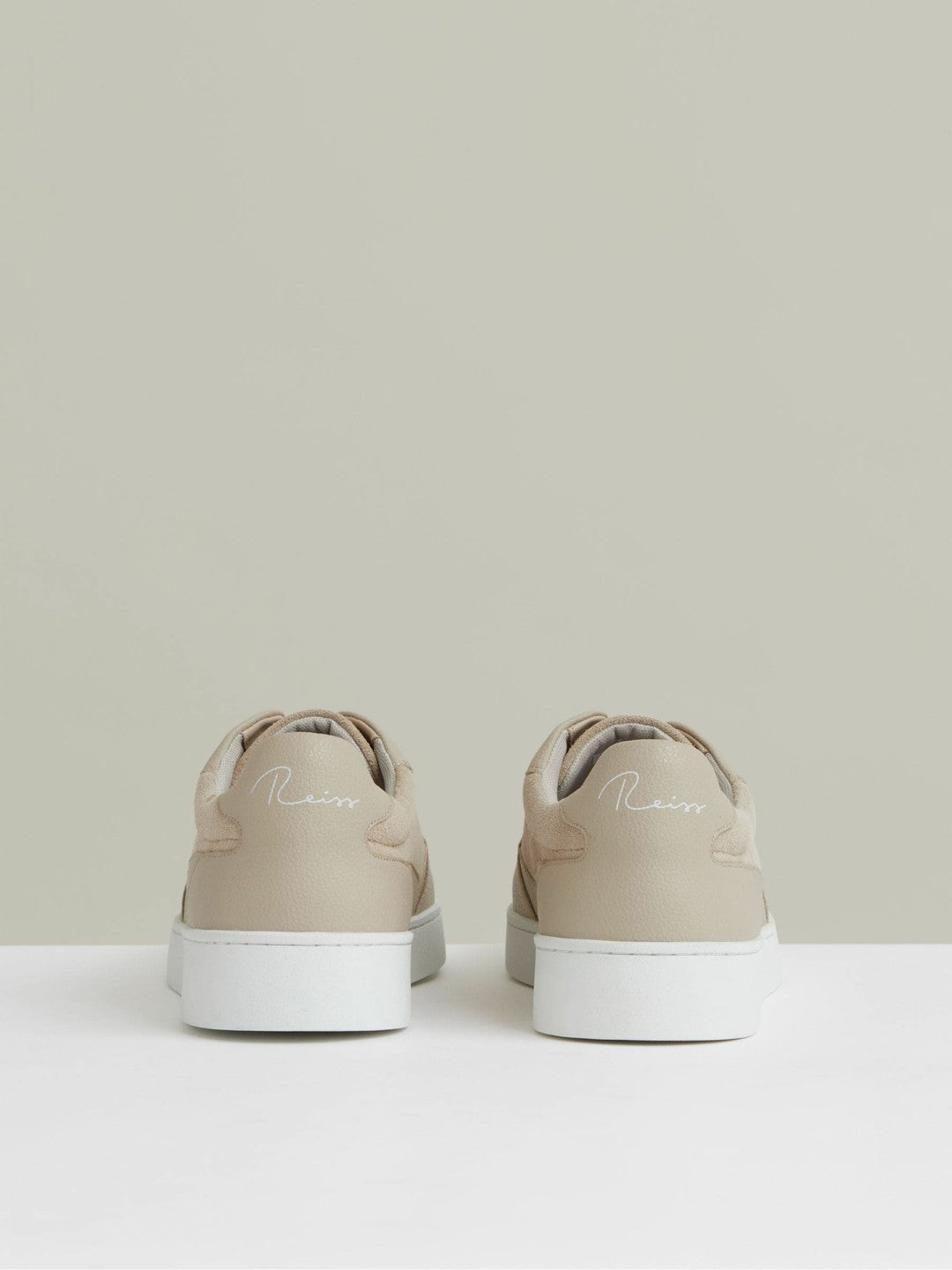 Leather Elasticated-Lace Trainers in Ecru