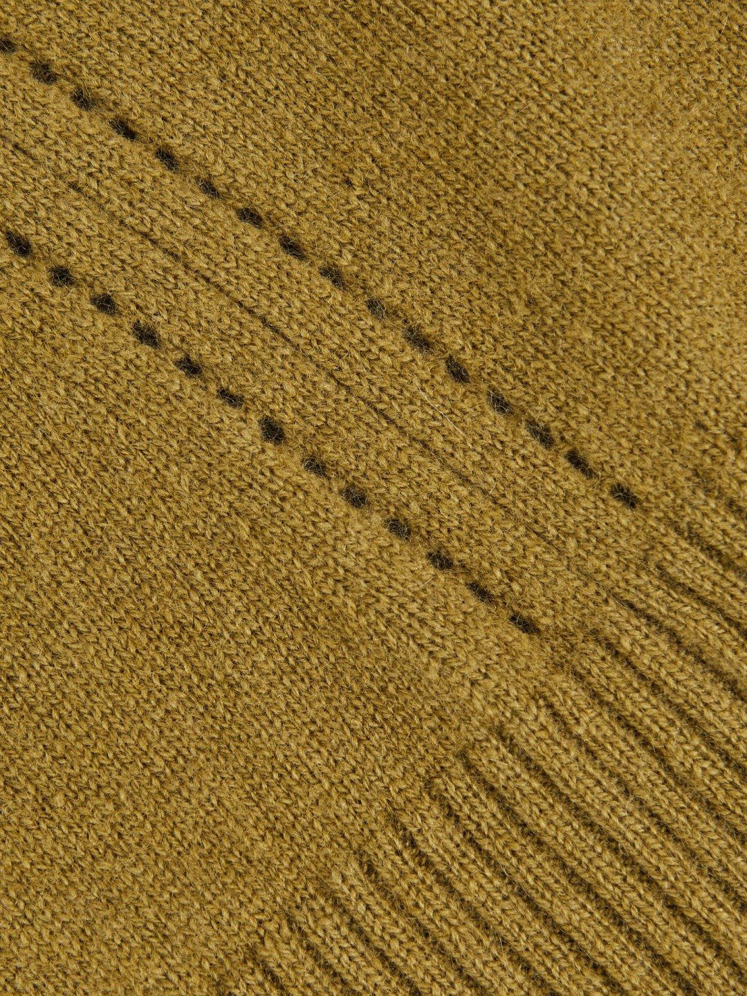 9-13 yrs Wool-Blend Open-Stitch Jumper with Cashmere in Khaki Green