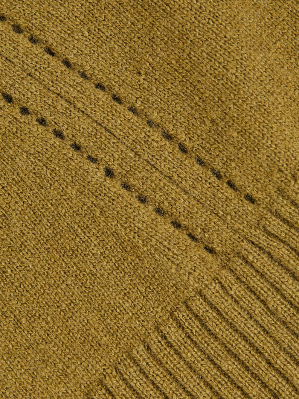 9-13 yrs Wool-Blend Open-Stitch Jumper with Cashmere in Khaki Green