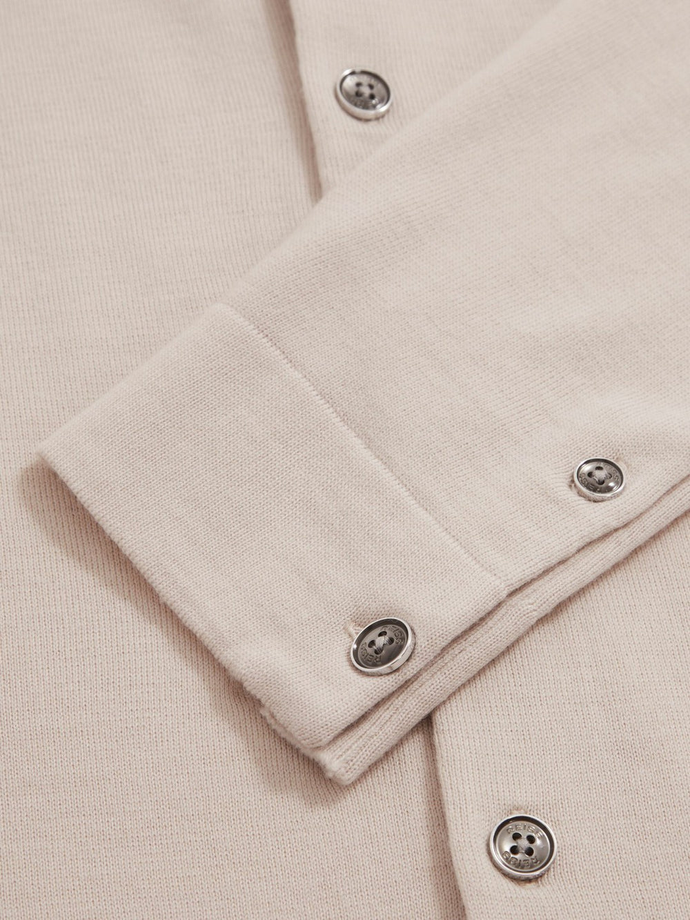Merino Wool Button-Through Cardigan in Beige