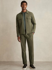Drawstring Technical Cuffed Trousers in Green