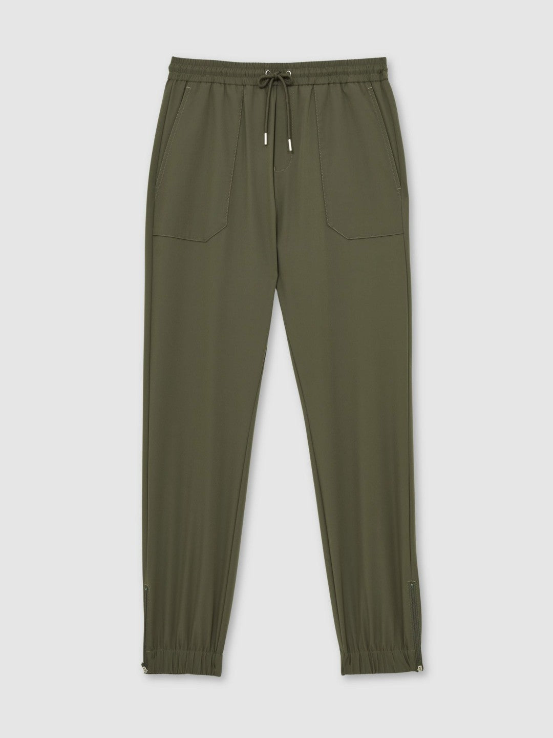 Drawstring Technical Cuffed Trousers in Green