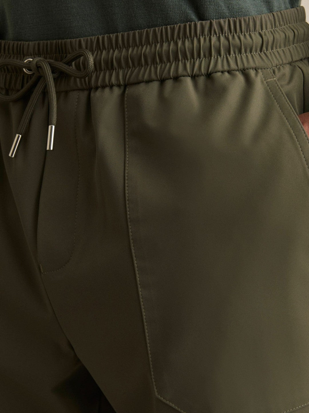 Drawstring Technical Cuffed Trousers in Green