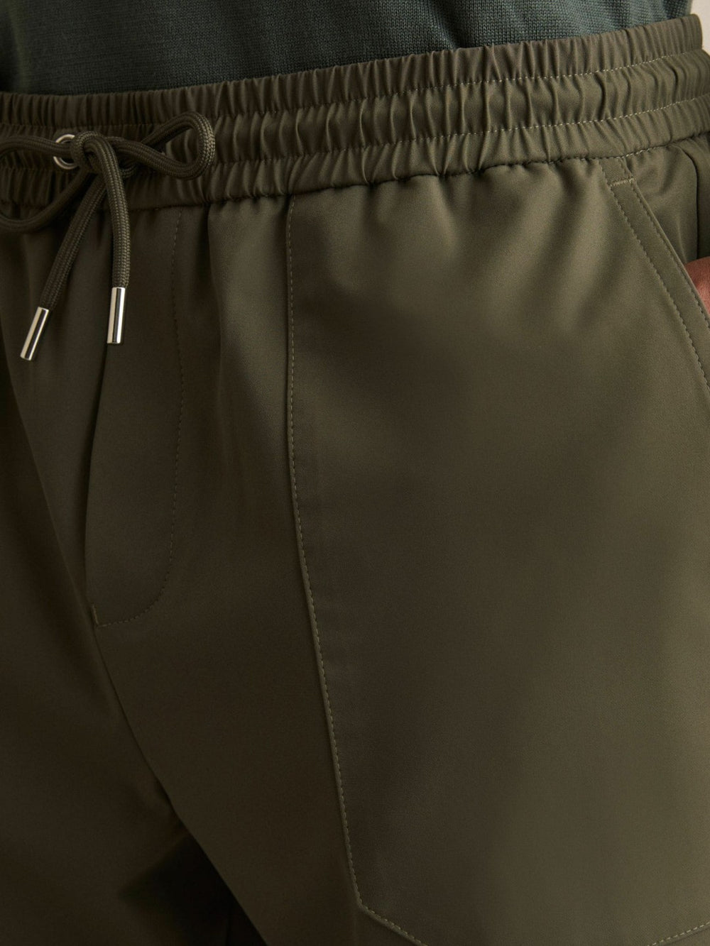 Drawstring Technical Cuffed Trousers in Green