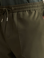 Drawstring Technical Cuffed Trousers in Green