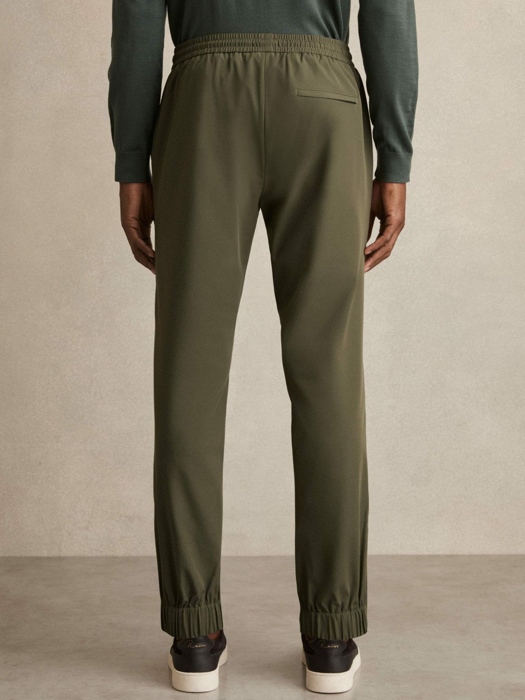 Drawstring Technical Cuffed Trousers in Green