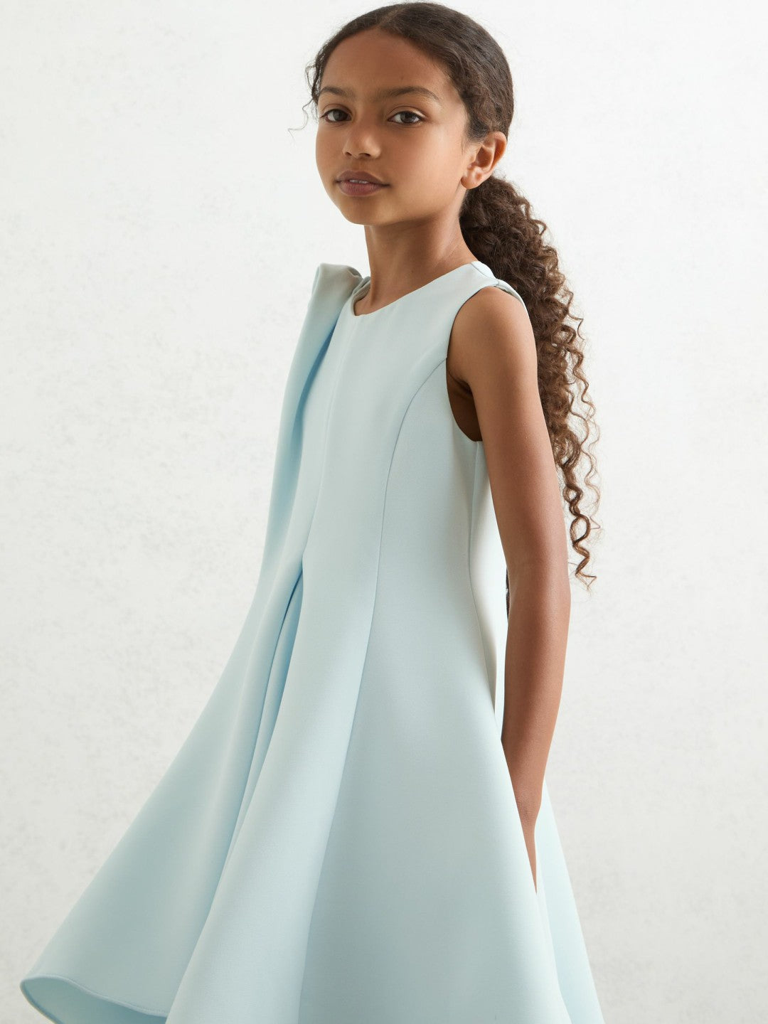 9-13 yrs Flower-Detail Fit-And-Flare Dress in Blue