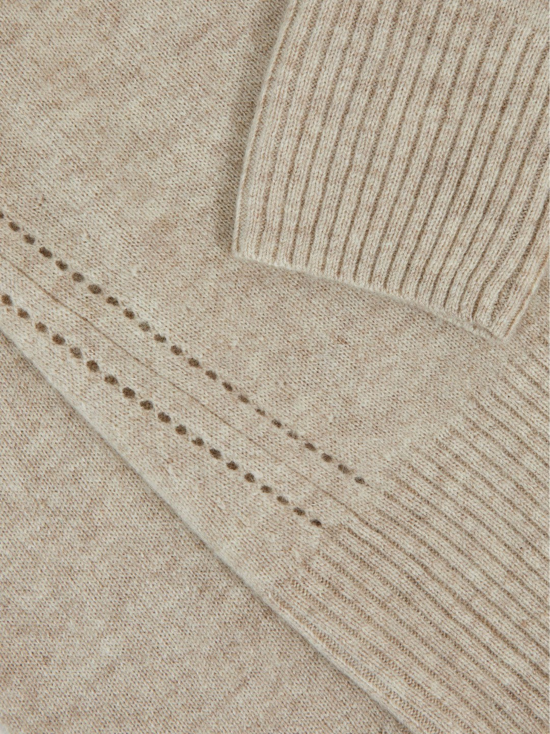 3-9 yrs Wool-Blend Open-Stitch Jumper with Cashmere in Oatmeal