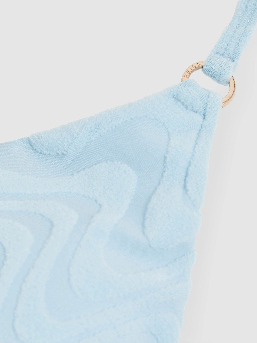 Textured Wave Triangle Bikini Top in Blue