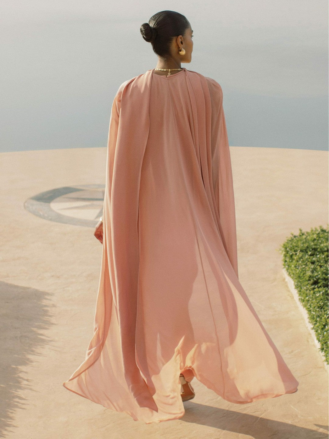 Wide-Leg Cape Jumpsuit in Pink