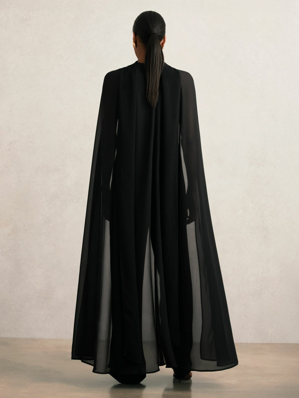 Wide-Leg Cape Jumpsuit in Black