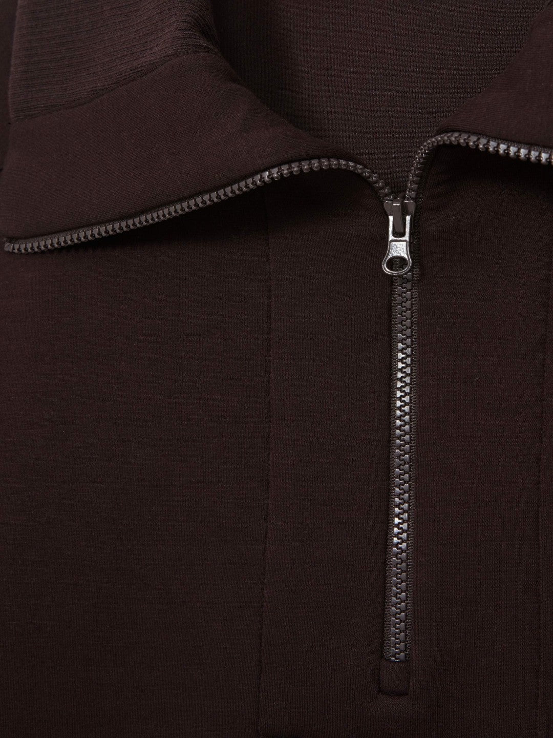 Interlock Half Zip Drawstring Hem Sweatshirt in Plum