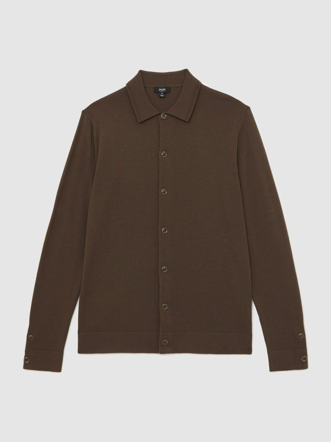 Merino Wool Button-Through Cardigan in Chocolate Brown