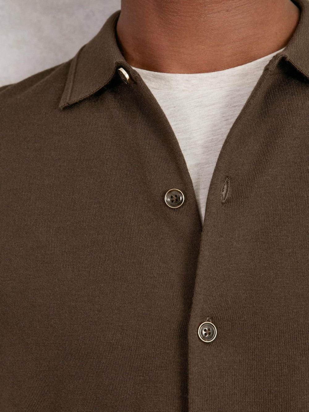 Merino Wool Button-Through Cardigan in Chocolate Brown