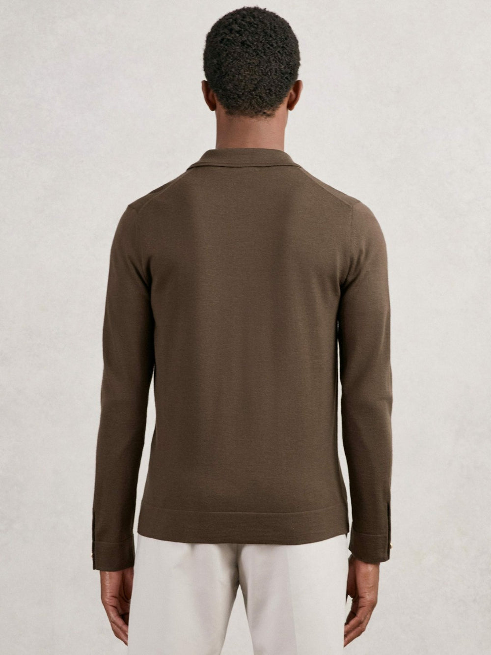 Merino Wool Button-Through Cardigan in Chocolate Brown