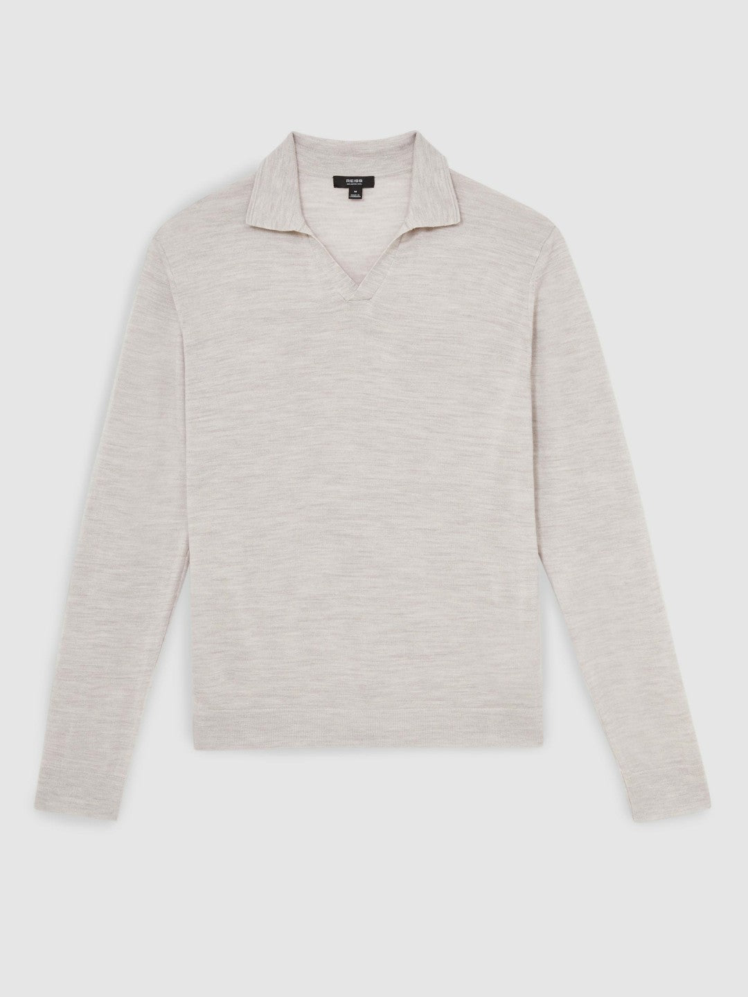 Merino Wool Open-Collar Polo Shirt in Wicker Brown Melange