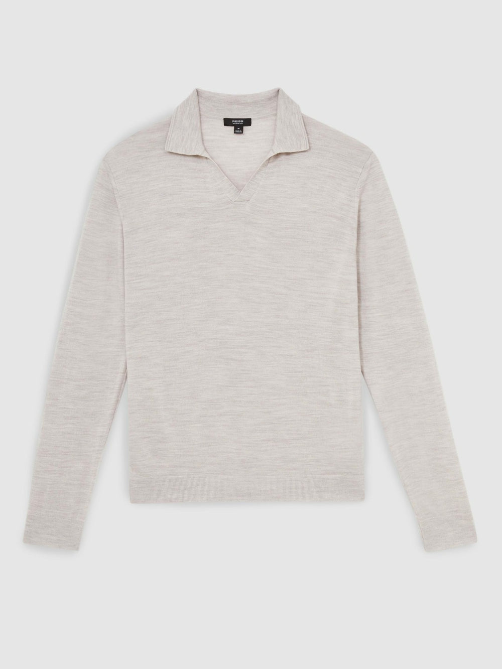 Merino Wool Open-Collar Polo Shirt in Wicker Brown Melange