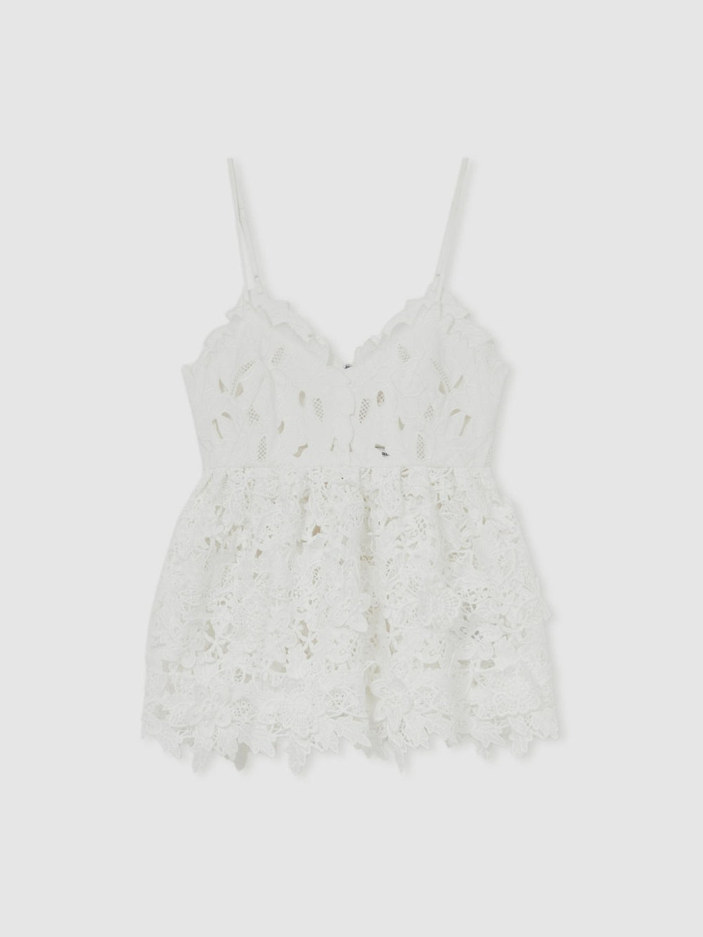 Cotton Cut Out Lace Cami Top in Ivory