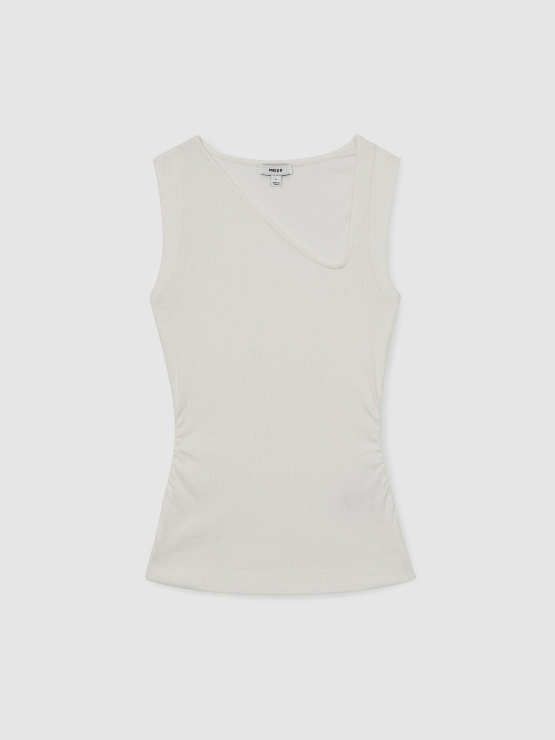 Stretch-Cotton Ribbed Asymmetric Vest in White