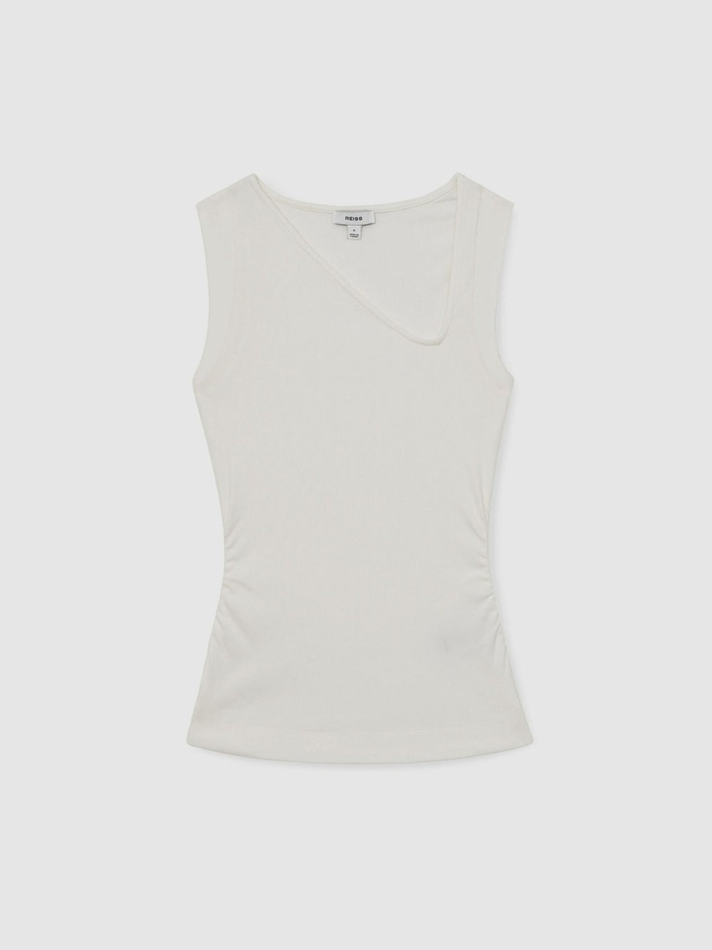 Stretch-Cotton Ribbed Asymmetric Vest in White