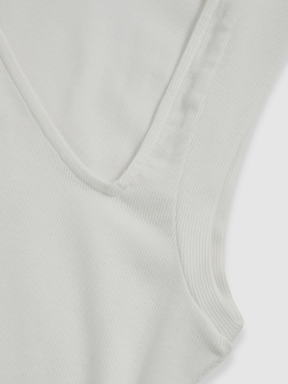 Stretch-Cotton Ribbed Asymmetric Vest in White