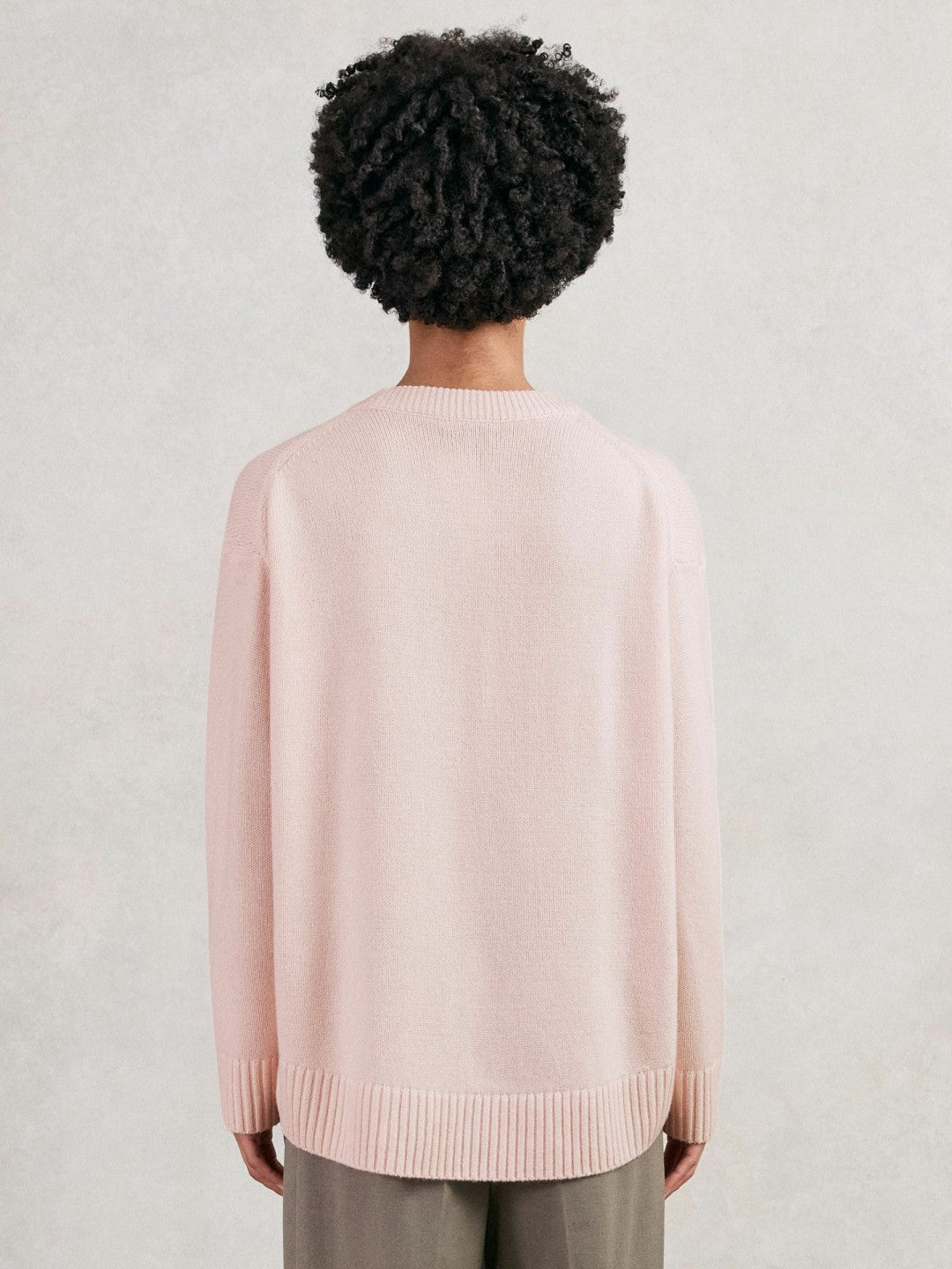 Wool-Cashmere Crew-Neck Jumper in Pink