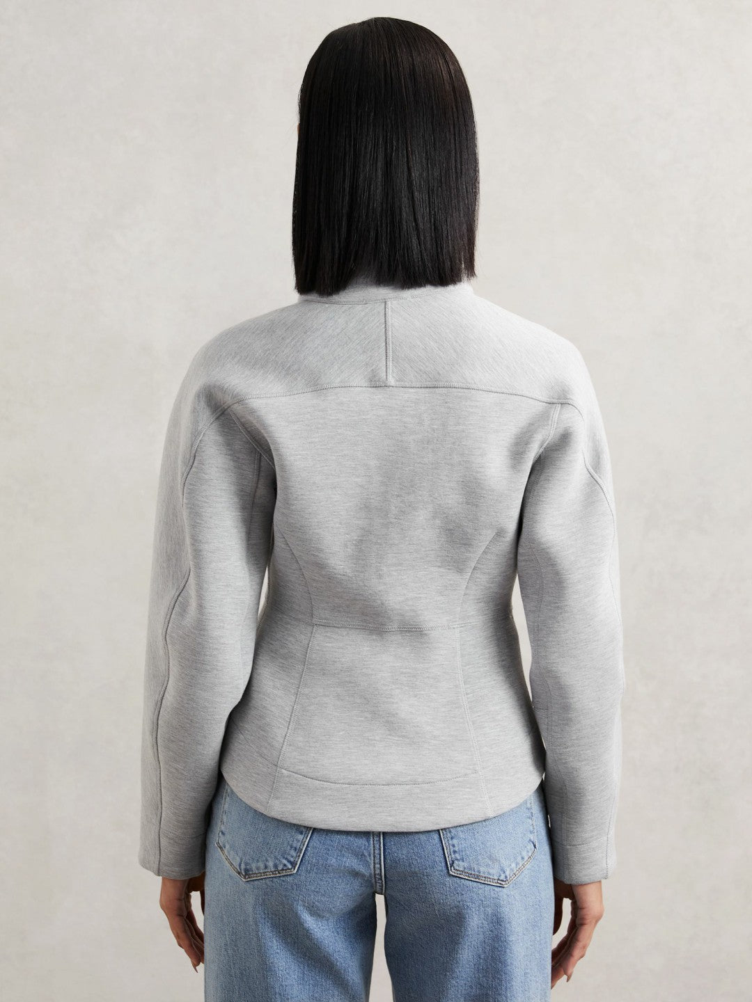 Funnel-Neck Zip-Through Sweatshirt in Grey