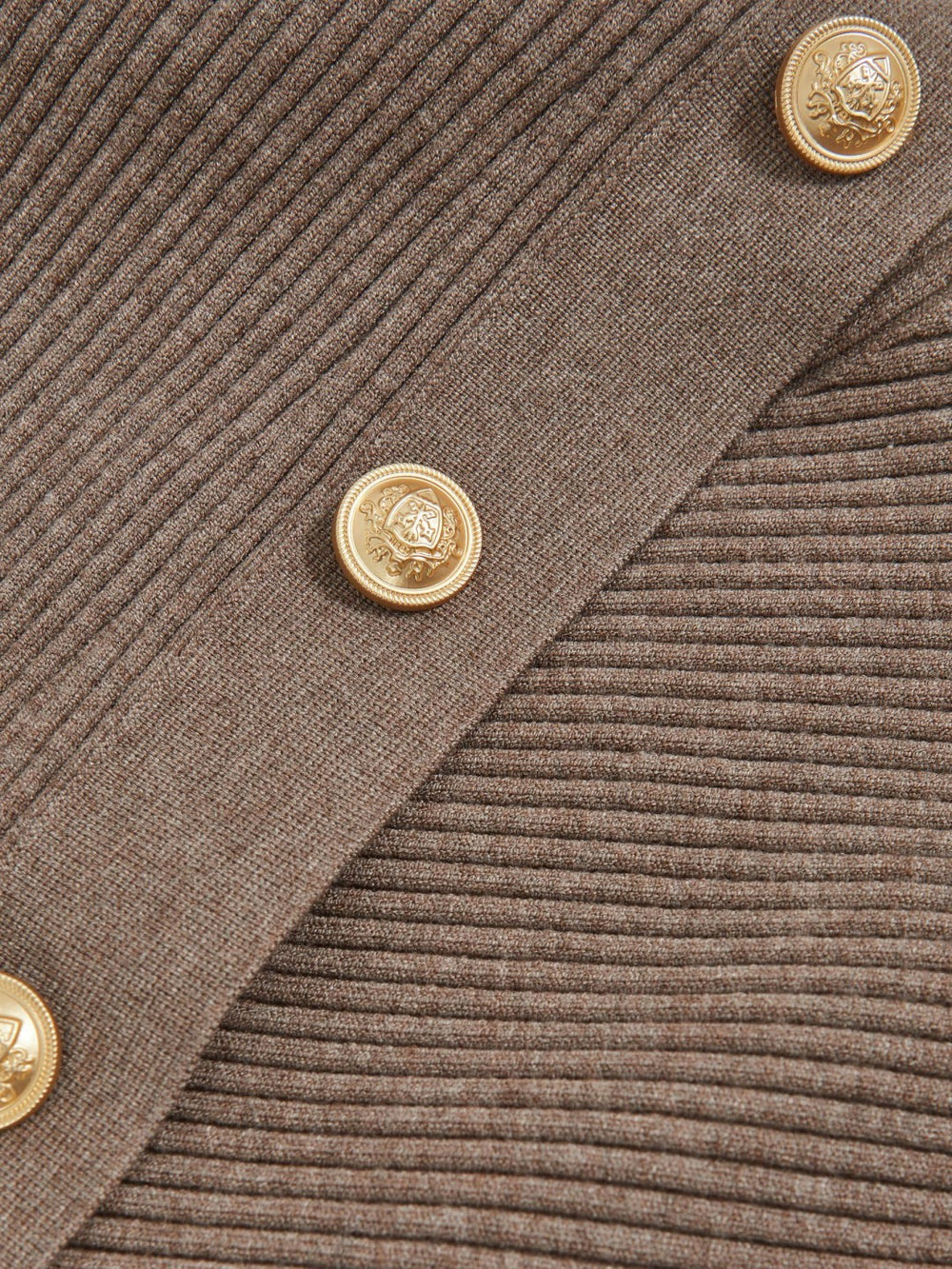 Rib-Knit Button Shawl Jumper in Taupe