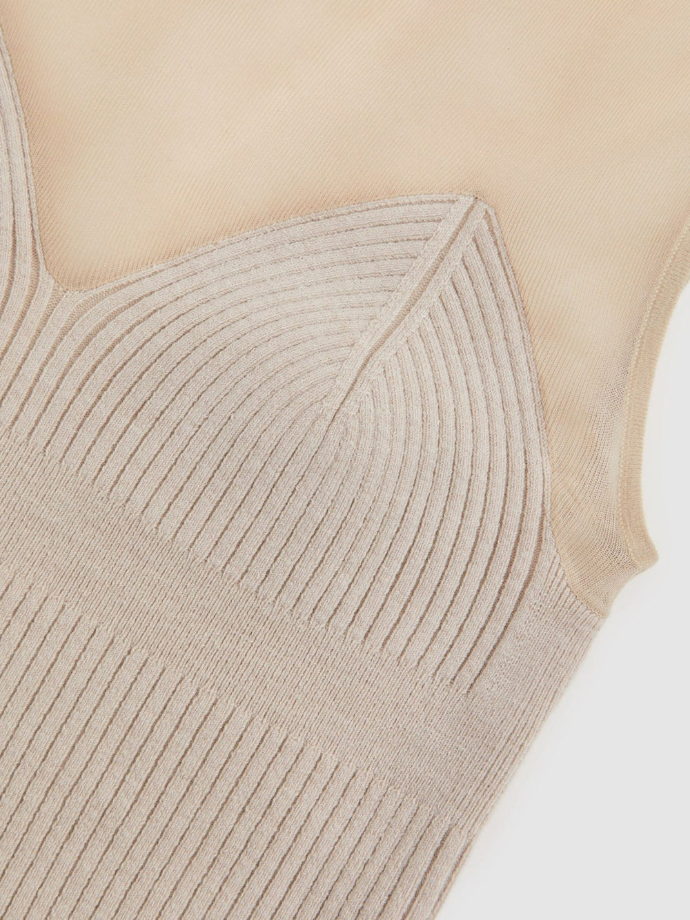 Mesh Rib-Knit Sweetheart Vest in Pink Neutral
