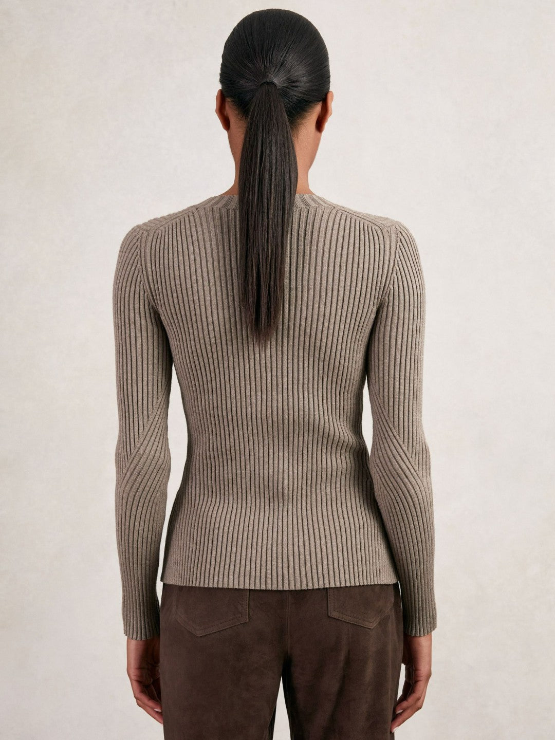 Button Front Knit Cardigan in Stone