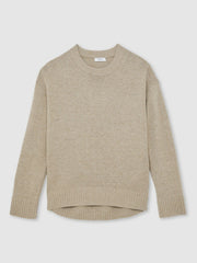 Wool-Cashmere Crew-Neck Jumper in Stone