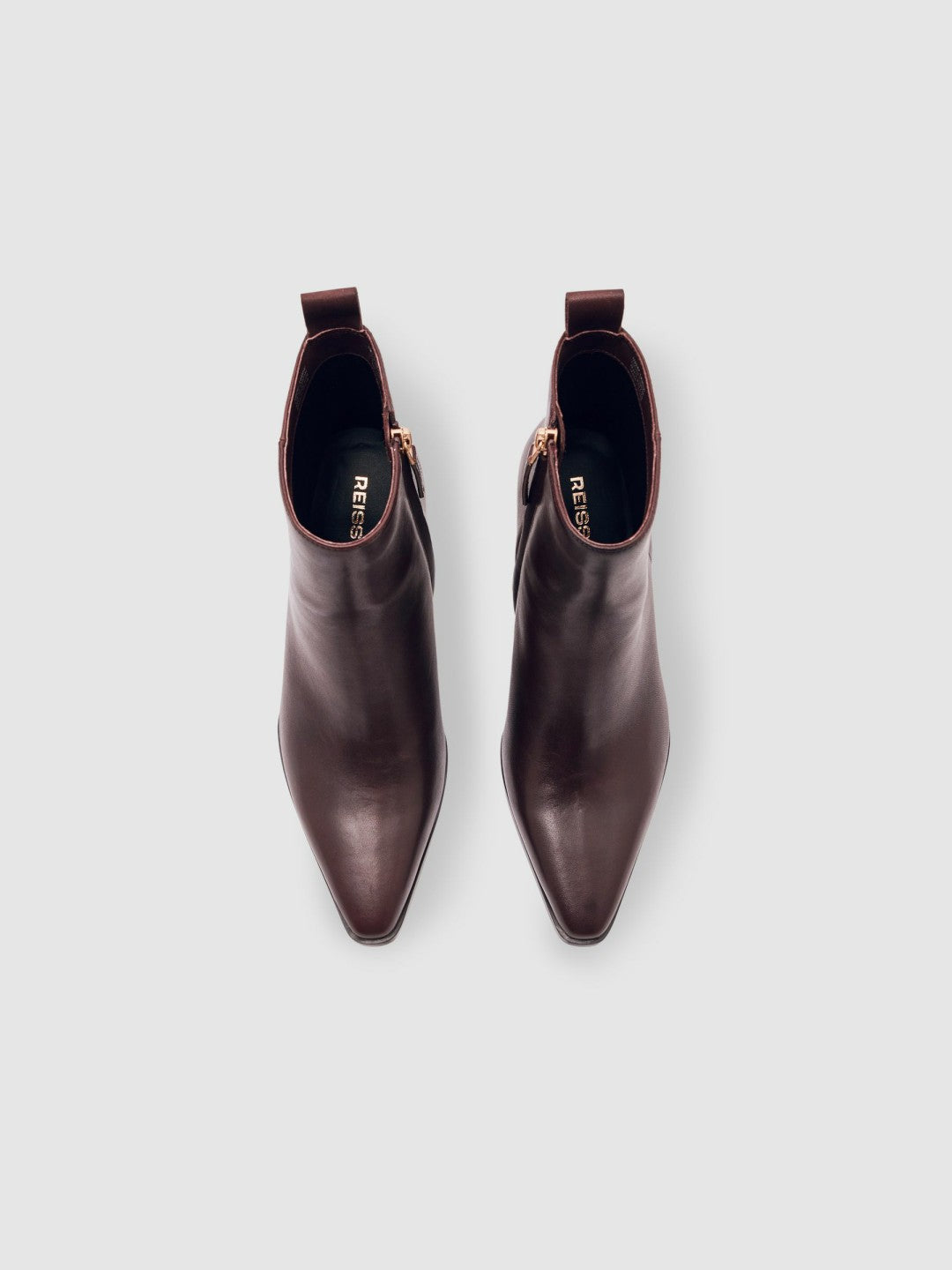 Leather Blocked Heel Ankle Boots in Oxblood