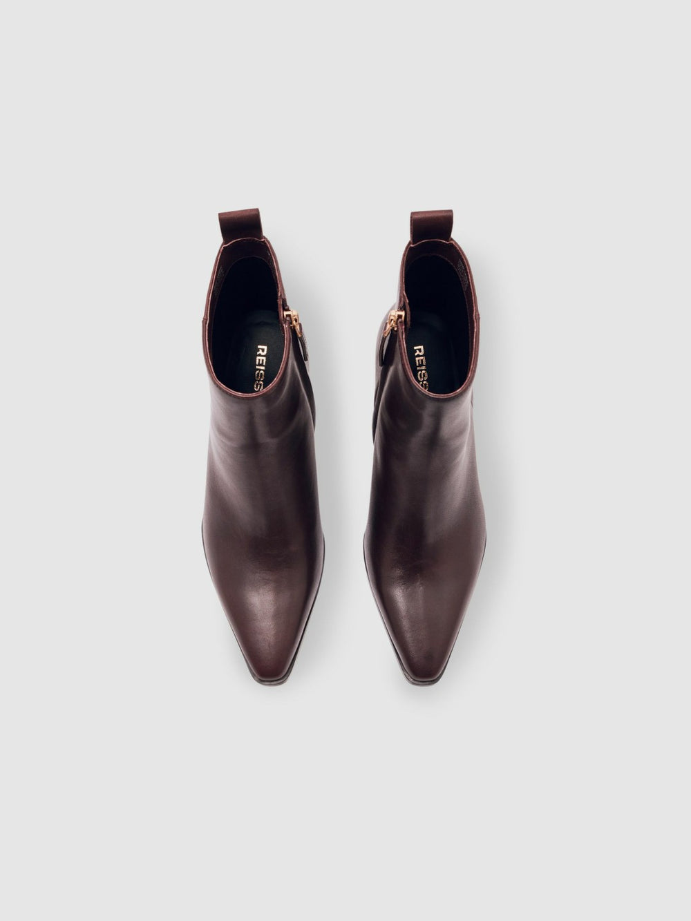 Leather Blocked Heel Ankle Boots in Oxblood