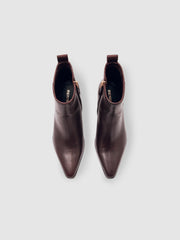 Leather Blocked Heel Ankle Boots in Oxblood