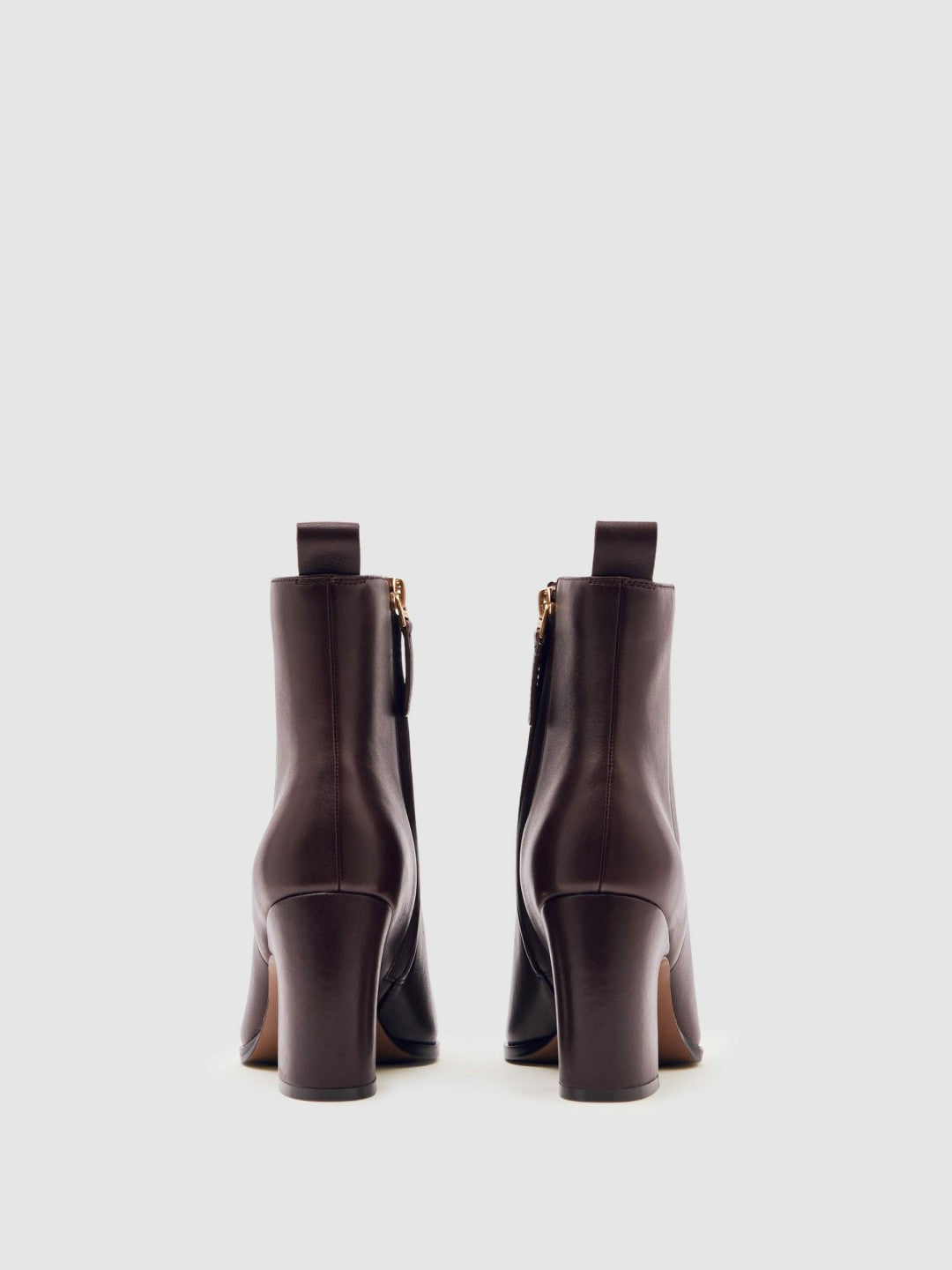 Leather Blocked Heel Ankle Boots in Oxblood