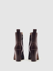 Leather Blocked Heel Ankle Boots in Oxblood