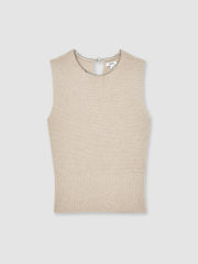 Wool-Blend Necklace-Trim Knitted Vest in Neutral