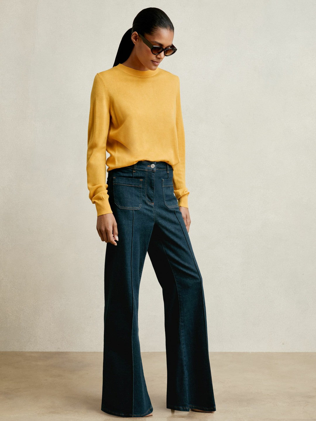 Merino Wool Crew-Neck Jumper in Yellow