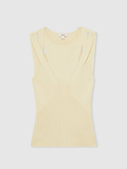 Cut-Out Rib-Knit Vest in Cream