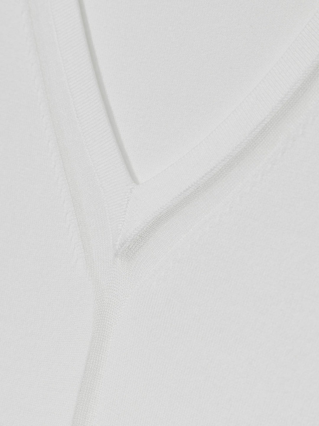 Sheer-Detail V-Neck Top in White